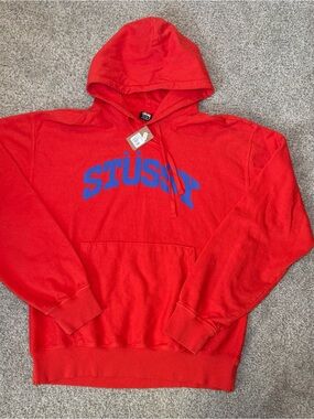 Stussy Block Sport Pigment Dyed Hoodie Tomato Size 2XL